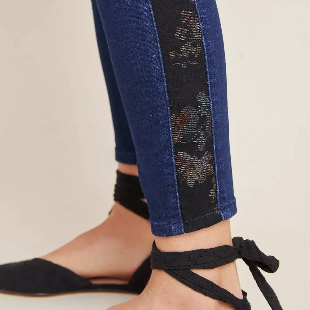 Anthropologie x Pilcro High-Rise Floral Contrast Skinny Jeans